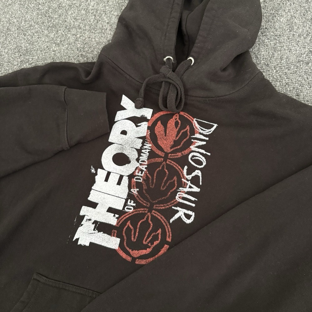 Vintage Theory Of A Deadman Hoodie Dinosaur Mens L Full Zip Rock Grunge Sweater